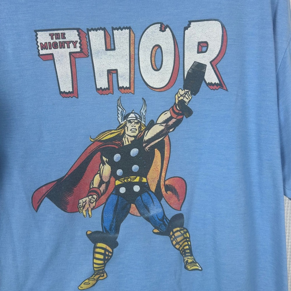 Marvel Comics The Mighty Thor Graphic T-Shirt Large Blue Retro Avengers Tee